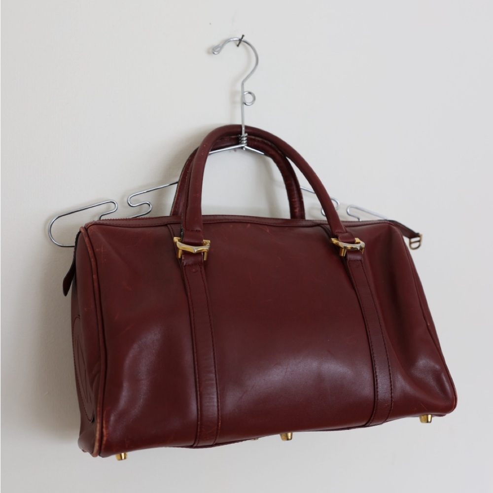 Cartier Burgundy Leather Satchel with Gold Hardware - Picture 4 of 10